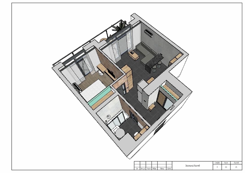 General view of the apartment, 3D front view
