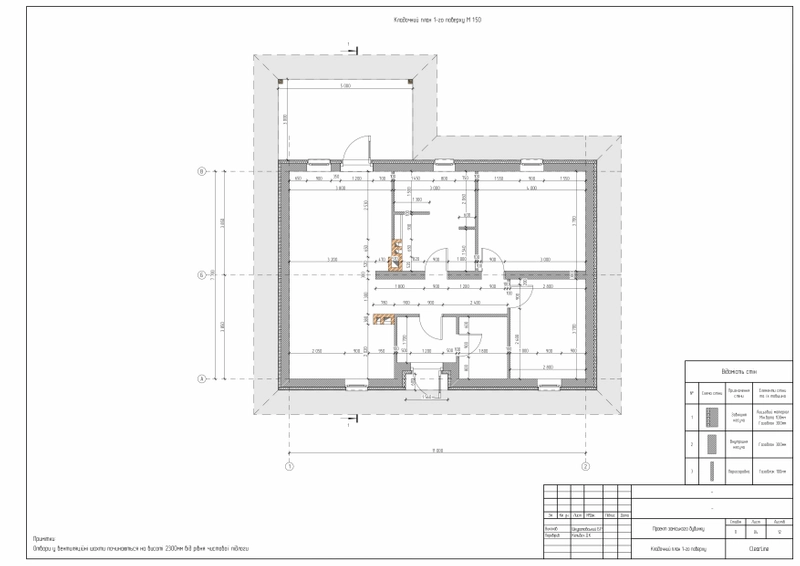 Masonry floor plans of a private house