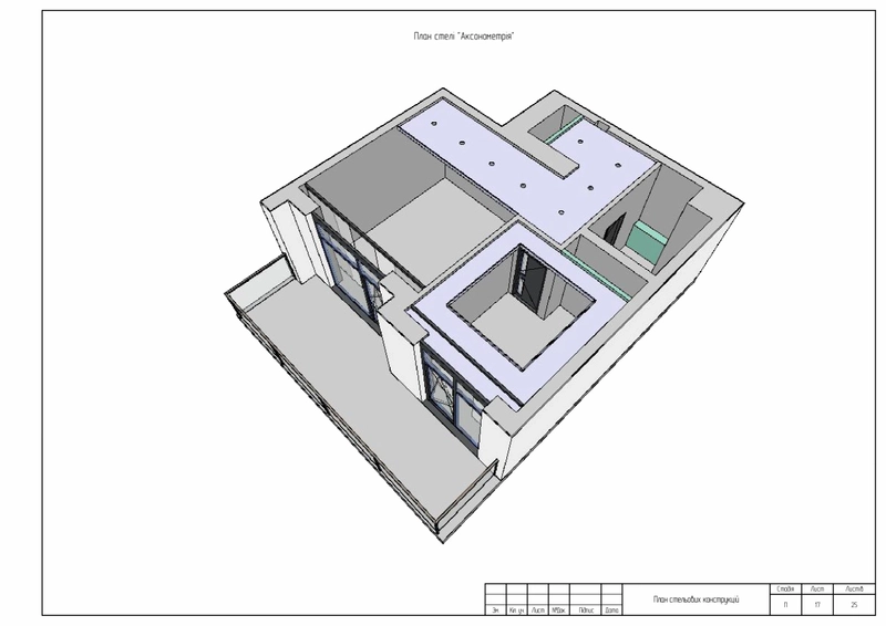 План потолочных конструкцій в квартирі в оксинометрії